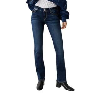 True Religion Billie Big T Straight Jeans Low Rise Dark Wash Blue Womens Size 29
